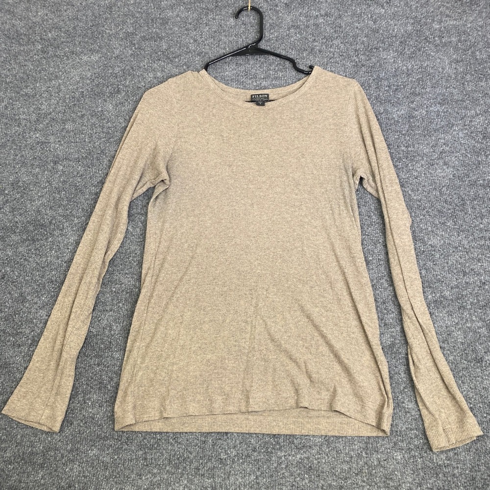 Filson Womens Ribbed Long Sleeve Knit Top Heather Taupe FCOP010045 Size M